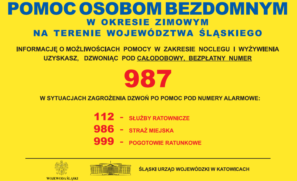 Plakat dotyczący pomocy osobom bezdomnym. 