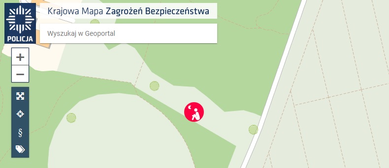 grafika mapy z zaznaczonym punktem bezdomności