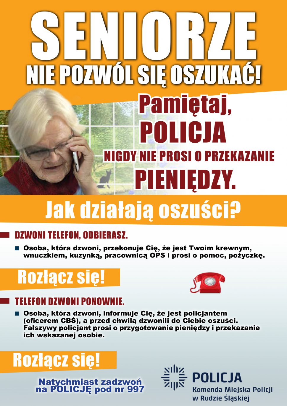 grafika - seniorze nie daj się oszukać, porady jak nie stać się ofiarą przestępstwa