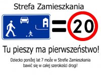 Grafika, strefa zamieszkania - tu pieszy ma pierwszeństwo