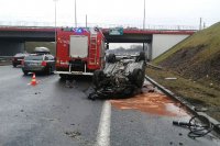 Przewrócony samochód alfa romeo