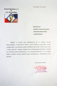 List od Dyrektora Szkoły Podstawowej nr 17