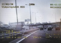 zdjęcie ekranu wideorejestratora z przekroczenia prędkości