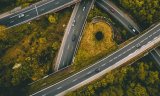 zdjęcie z powietrza - skrzyżowanie dróg