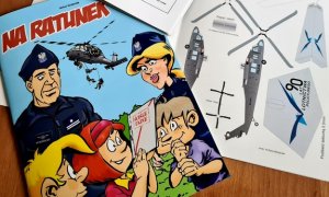 grafika komiksowa, policjant, helikopter