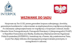 znak interpolu i godło polskie, tekst wezwanie do sądu