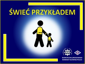 świeć przykładem - grafika, ludzik w kamizelce odblaskowej