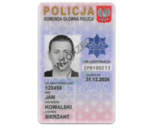 grafika, wzór nowej legitymacji policyjnej