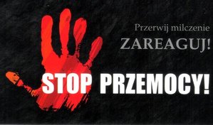 grafika, stop przemocy czerwona dłoń