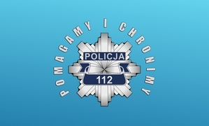 grafika z policyjnym logo i napisem pomagamy i chronimy