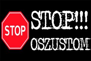 grafika ze znakiem stopu i napisem stop oszustom