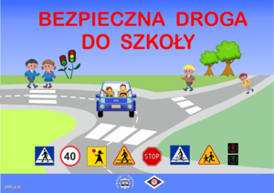 grafika z drogą samochodem i dziećmi