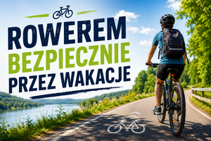 Grafika z rowerzystą i tytułem komunikatu